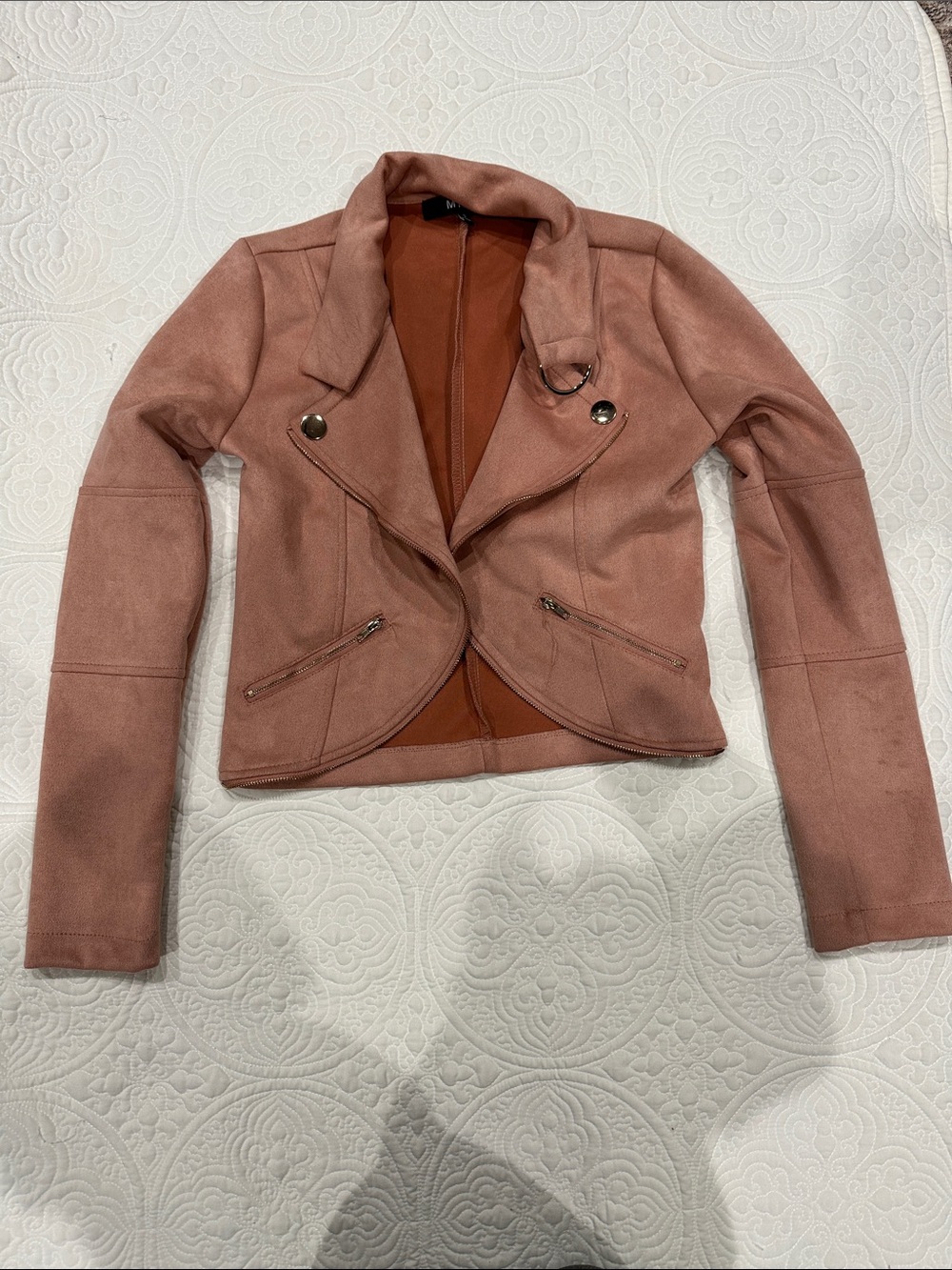mine Blush Rose Suede-Style Moto Blazer